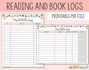 Reading log / book log / kids reading log / book log children / reading record / book tracker / letter sized / PDF instant digital download