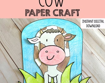 Cow Craft (modello di artigianato stampabile) / download digitale di artigianato per bambini stampabile / artigianato di fattoria per bambini / modello pdf di artigianato di mucca