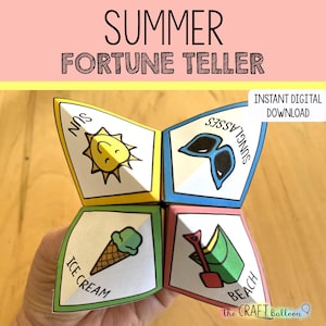 Atrapa-piojos de verano (descarga digital en PDF), plantilla imprimible de adivino de papel, juego de fiesta de verano para niños, juegos de verano