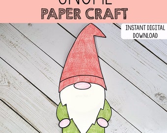 Gnome Craft (printable craft template) / diy gnome craft for kids / digital PDF download / children's gnome craft