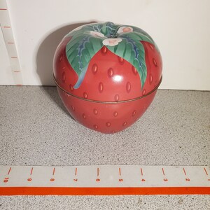 Vintage tin container, apple realistic large teacher fruit image 1