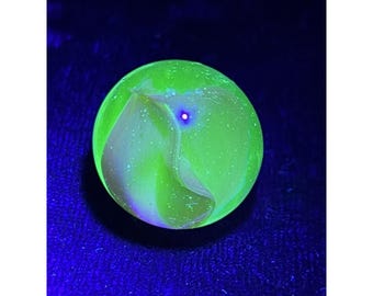 As Is-Vtg Uranium Glass Cat Eye Shooter Marble Glow