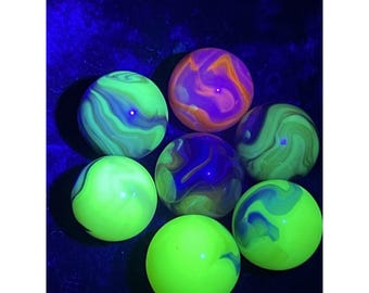 Vintage Uranium And Cadmium Marbles Shooters 90s Repros Commemorative Glow