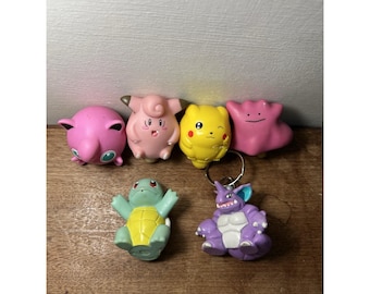 As Is-stains-6 Pc. Set Vintage Pokemon Toys Burger King Pikachu Squirtle Jiggly