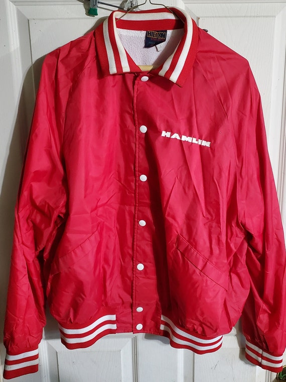 Vintage red bombers jacket windbreaker, 70s 80s, H