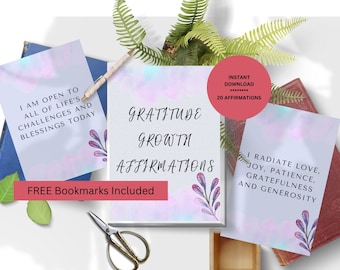 Gratitude Affirmations Printable | Mindfulness Cards | Words Of Encouragement | Printable Cards | Positive Quotes Gift | Digital Download