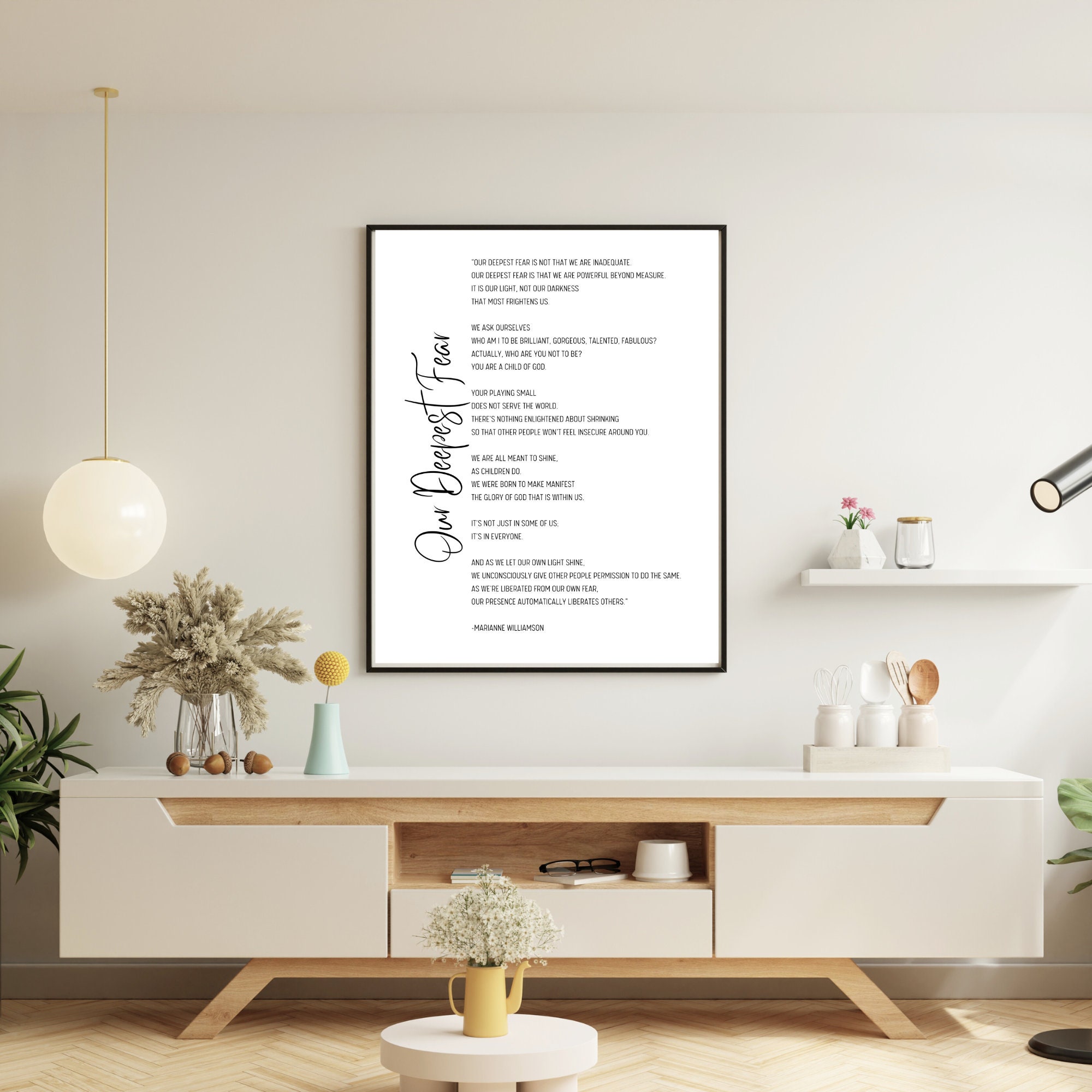 Our Deepest Fear Marianne Williamson | Printable Wall Art | Digital Wall Art Download ...