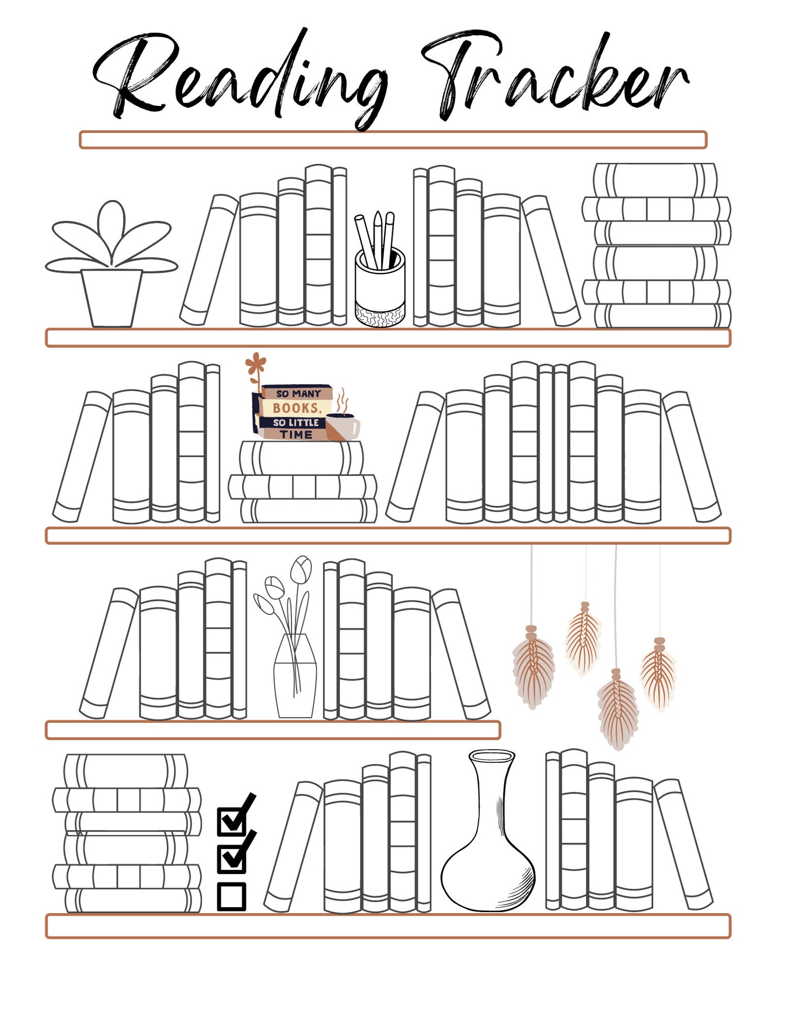Reading Tracker Printable | Adult Reading Planner | Bookshelf Reading ...