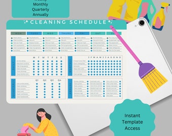 Editable Cleaning Schedule | Yearly Cleaning Checklist | Household Planner Printable | Daily Cleaning Planner | Adhd Cleaning Checklist