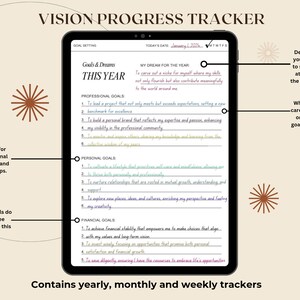 Vision Progress Tracker Digital Download: Goal Setting & Progress ...