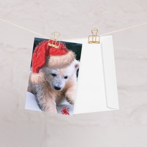 ホッキョクグマの子のクリスマスカード // 挨拶、デジタルアート