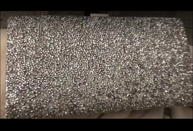 Shimmery Rhinestone Embellished Textured Flap Clutch Evening Bag - Gold main image 1