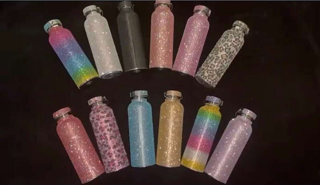 Stylish Rhinestone Refillable Reusable Stainless Steel Water