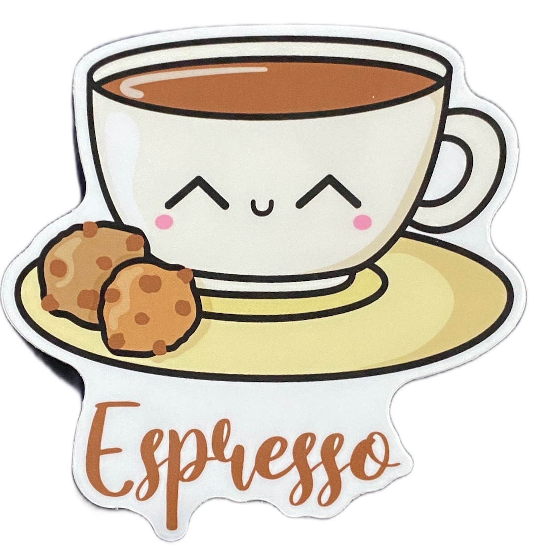 Espresso Kawaii Style Premium Coffee Sticker Etsy