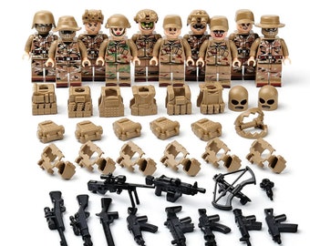 10x Custom Desert Special Ops Team Military Set Minifigures + Weapons and Tactical Gear