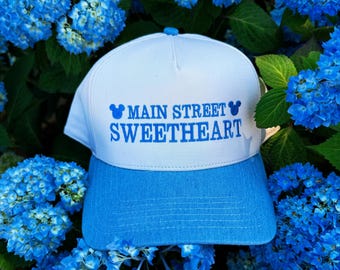 Main Street Sweetheart Hat | Disney Inspired Trucker Hat | Embroidered Disney Park Hat | Disneyland & Disney World Outfit Accessory