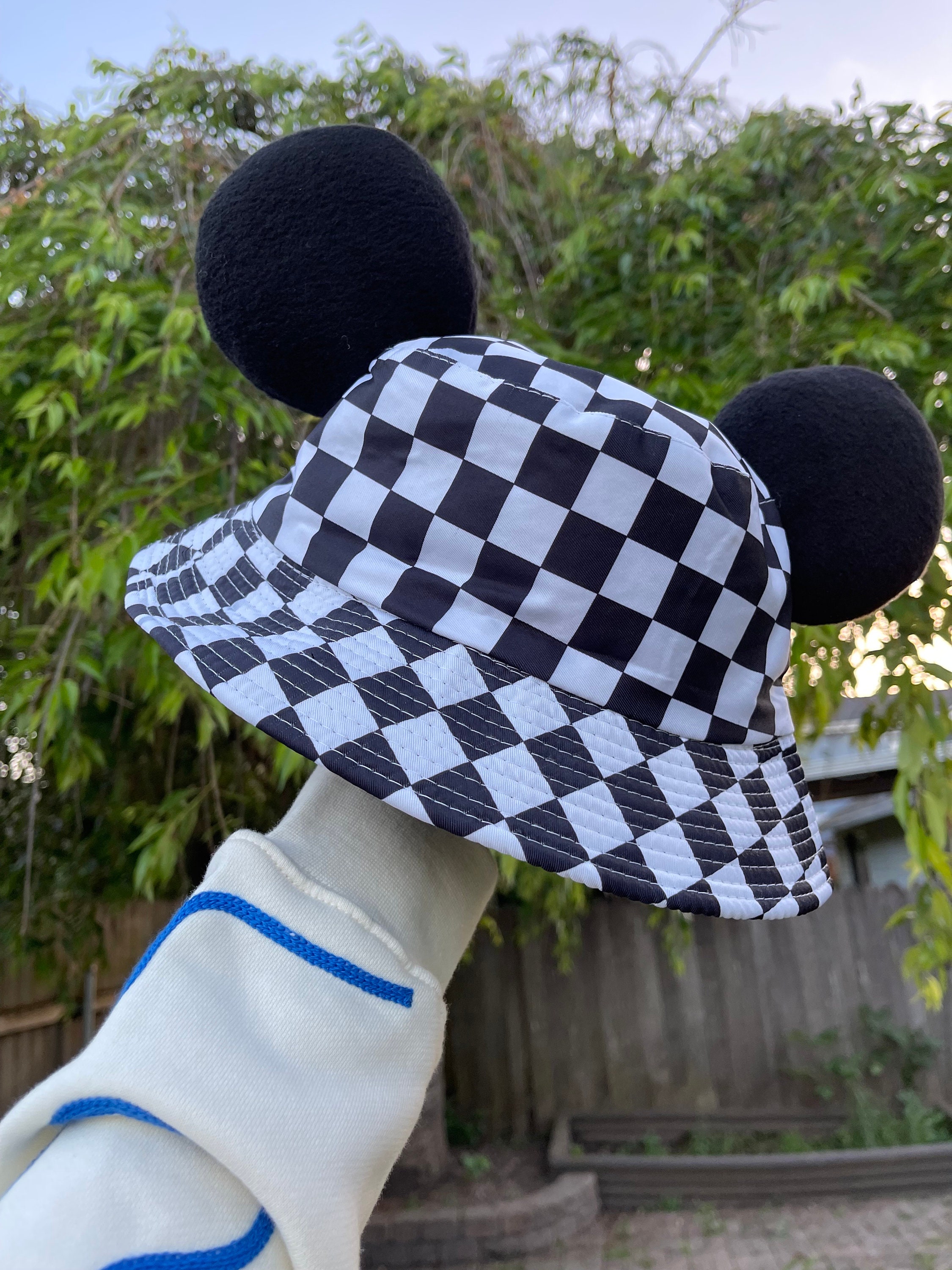 Black and White Checker Print, Mickey Ears Bucket Hat -  Canada