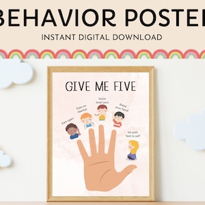 Elementary behavior poster, boho classroom decor, instant digital download, classroom signs, classroom decorations, boho teacher decor