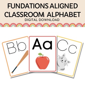 Fundations Aligned Wall Alphabet, Instant Print, Digital Download, Simple and Modern classroom decor, Aesthetic Classroom Alphabet