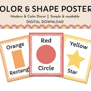 Color and Shape Classroom Posters, Simple and Aesthetic Classroom Decor