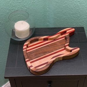 Handmade Wooden Bass Guitar Valet Tray - Desk Organizer - Father&#39;s Day Gift