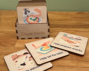 Toddler Chore Cards, Montessori Visual Schedule, Daily Routine, Learning Toys, Toddler Birthday Gift