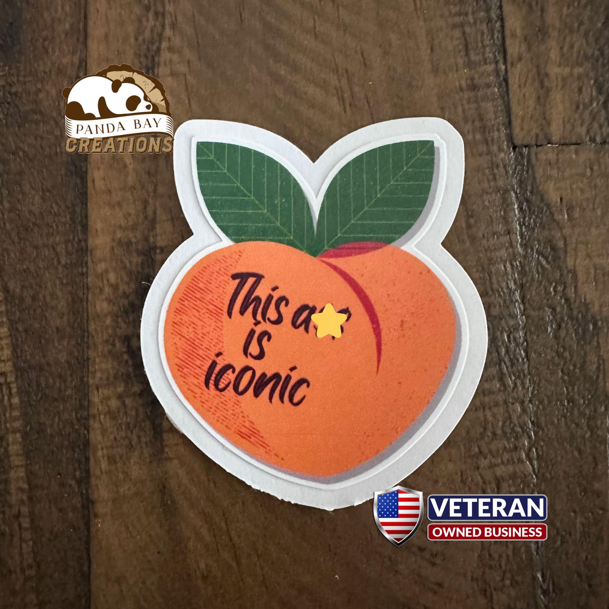 Iconic Peach Sticker, Funny Body Positivity Vinyl Decal, Cute