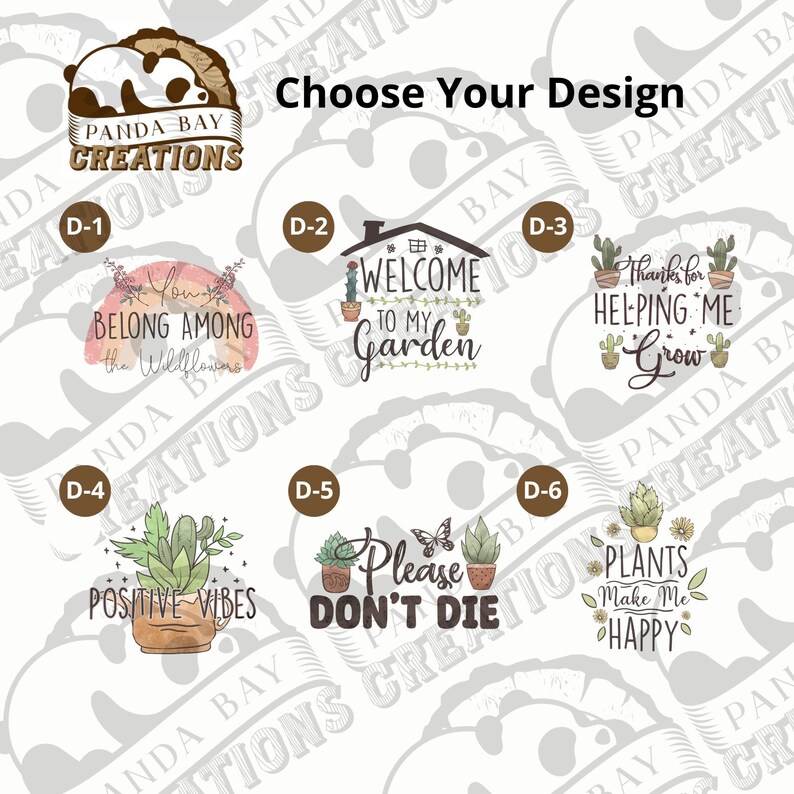 May include: Six different designs for a set of six printable plant-themed stickers. The designs feature a variety of plants, including cacti, succulents, and wildflowers. The text on the stickers includes phrases like "Welcome to my garden", "You belong among the wildflowers", and "Plants make me happy".