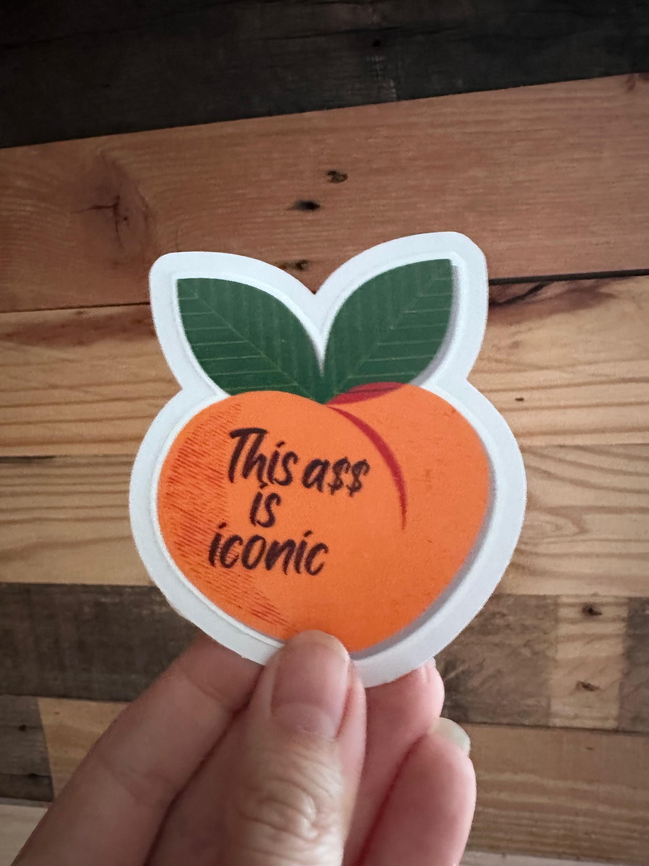 Iconic Peach Sticker, Funny Body Positivity Vinyl Decal, Cute