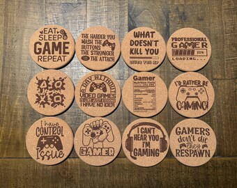 Video Game Cork Coasters, Gaming Decor Gift, Beermat, Funny Coasters, Gift for Him, Gaming-Inspired Decor