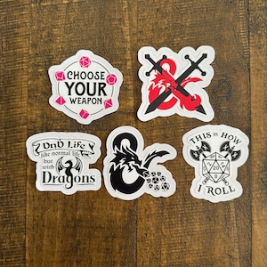 Dungeons and Dragons Sticker Set - RPG-Inspired Vinyl Decals for Game Night Fun