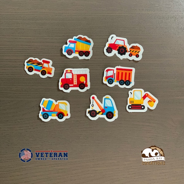 Kids Truck Sticker Set, Hydroflask Truck Sticker, Construction Birthday Party Favor, Young Boy Reward Stickers, Dump Truck Decal