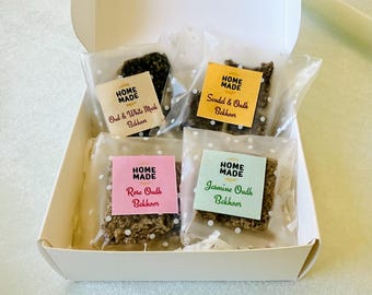 Homemade Arabian Bakhoor Incense Sampler Gift Set: Rose Oud, Jasmine Oud, Sandalwood, White Musk