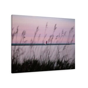 Michigan Lake Lighthouse at Sunset | Lighthouse Picture | Beautiful Sunset | Sunset Wall Art | Landscape Photo | Summer | Pink Sunset Print