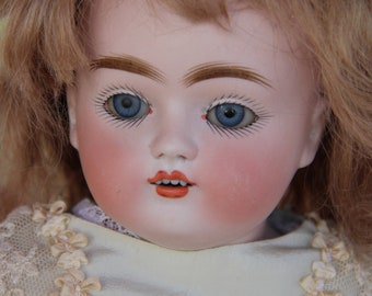 19" Antique doll~J.D. Kestner Alphabet series H~Bisque Head~Leather Body