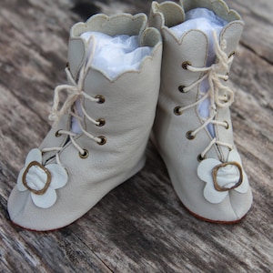 Beautiful leather boots for antique doll ~ Kestner Jumeau Bru~ 3.5&quot; 88mm #30