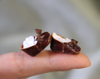 Scarpe in pelle per bambola antica~Kestner Jumeau Bru Jne 11/16"(17 mm) #321 Dolantik