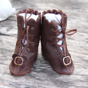 Beautiful leather boots for antique doll ~ Kestner Jumeau Bru~ 3.5&quot; 88mm #32