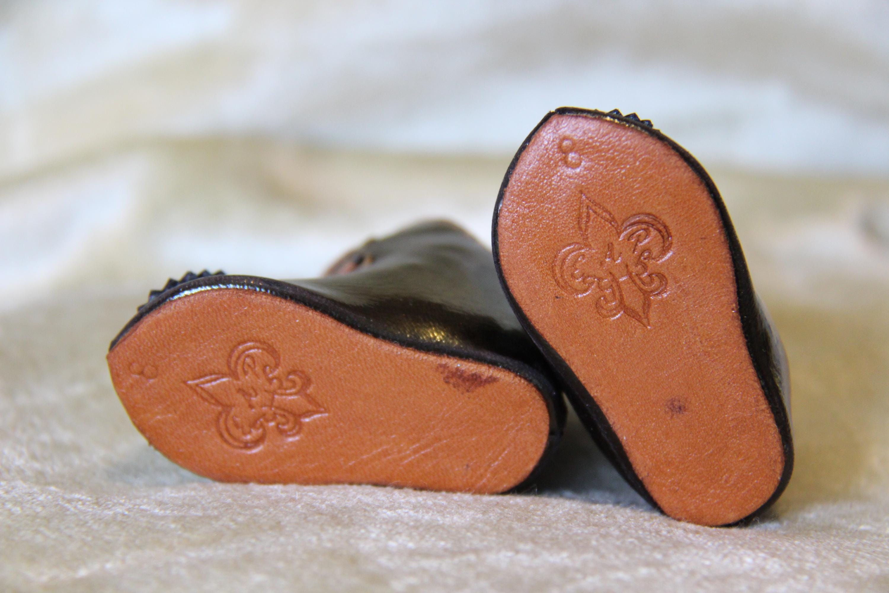 BOTTES en cuir pour poupée ancienne~Kestner Jumeau Bru Jne DEP~ 2 5/8(66 mm) #186 Dolantik - France