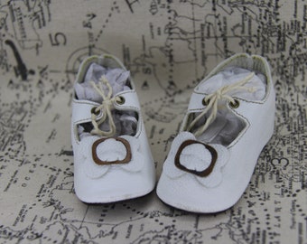ANCIENNE PAIRE DE Chaussures En Cuir Pour Poupée