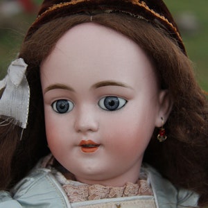 20” Antique German Bisque Doll Heinrich Handwerck 139 Leather Body Brunette  SC5