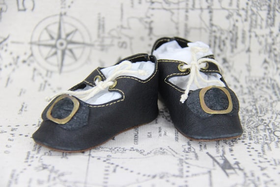 Chaussures en cuir pour poupée ancienne ~ Kestner Jumeau Bru Jne 1-1/8 po. (30 mm) #322 Dolantik - France