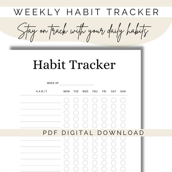 Weekly Habit Tracker Habit Planner PDF Printable Digital Download Weekly Healthy Habits Simple Modern Minimalistic Etsy
