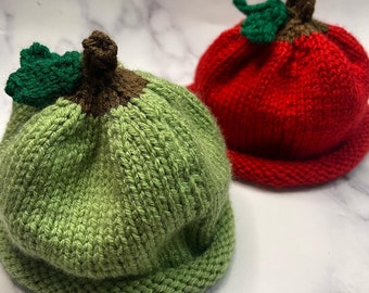 Hand Knit Apple Hats