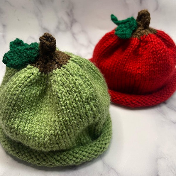 Hand Knit Apple Hats