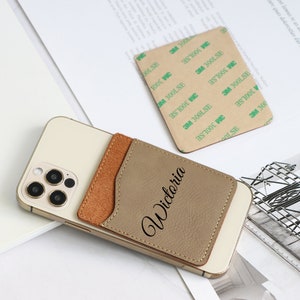 Cartera de teléfono personalizada, Titular de tarjeta personalizada, Cartera de teléfono de cuero, Stick On Wallet, Titular de la tarjeta de teléfono, Cartera vegana de mujer, Cartera de mujer