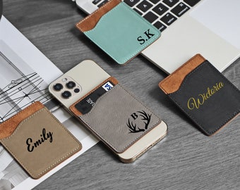 Personalized Faux Leather Stick-On Phone Wallet, Custom Card Holder