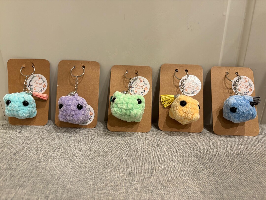 Frog Ball Chain Handmade Frog Crochet Key Chain Set of 5 - Etsy