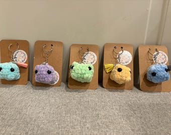Handmade Frog crochet key chain set of 5