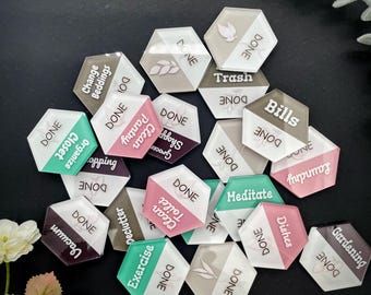 Chore magnets, high quality, leaves no marks on fridges, perfect solutions for moms & adults with ADHD or to split chores among roommates